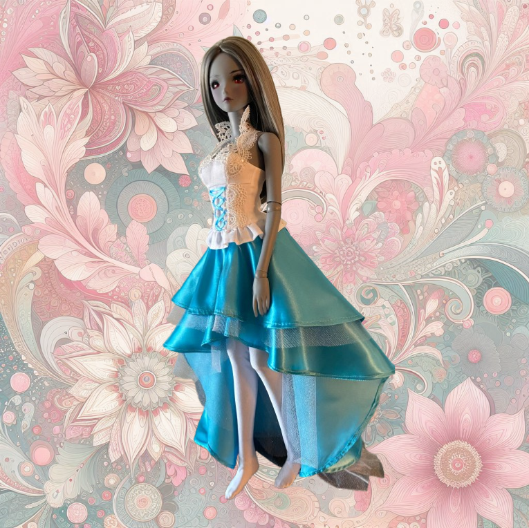 Smart Doll wearing a high low circle skirt